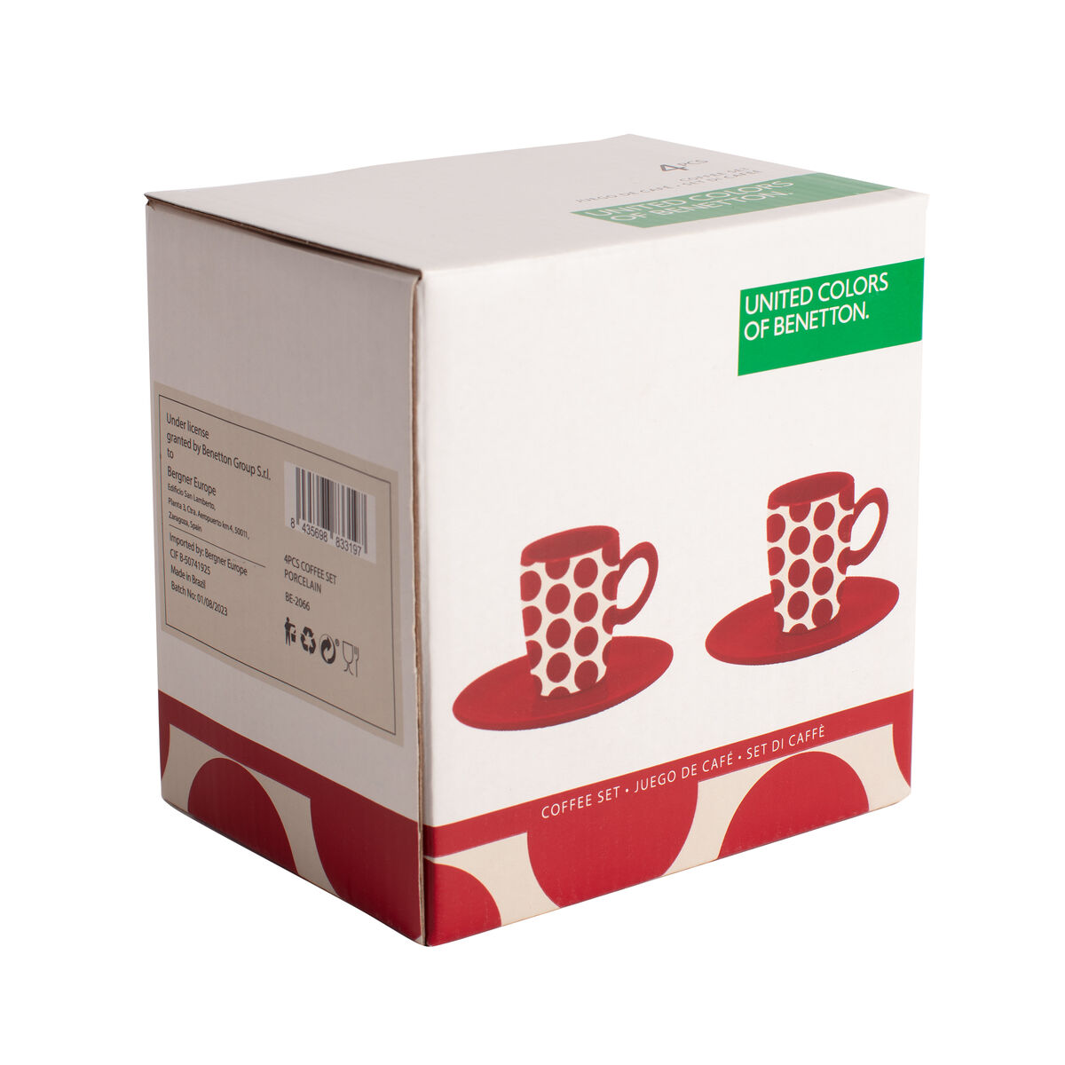 Set da Caffè Benetton Rosso Gres Pois 4 Pezzi